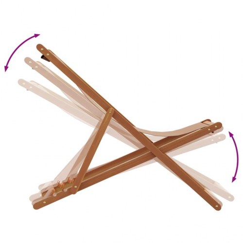 Strandstole 2 stk. foldbar stof og massivt træ gråbrun