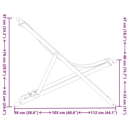 Strandstole 2 stk. foldbar stof og massivt træ gråbrun