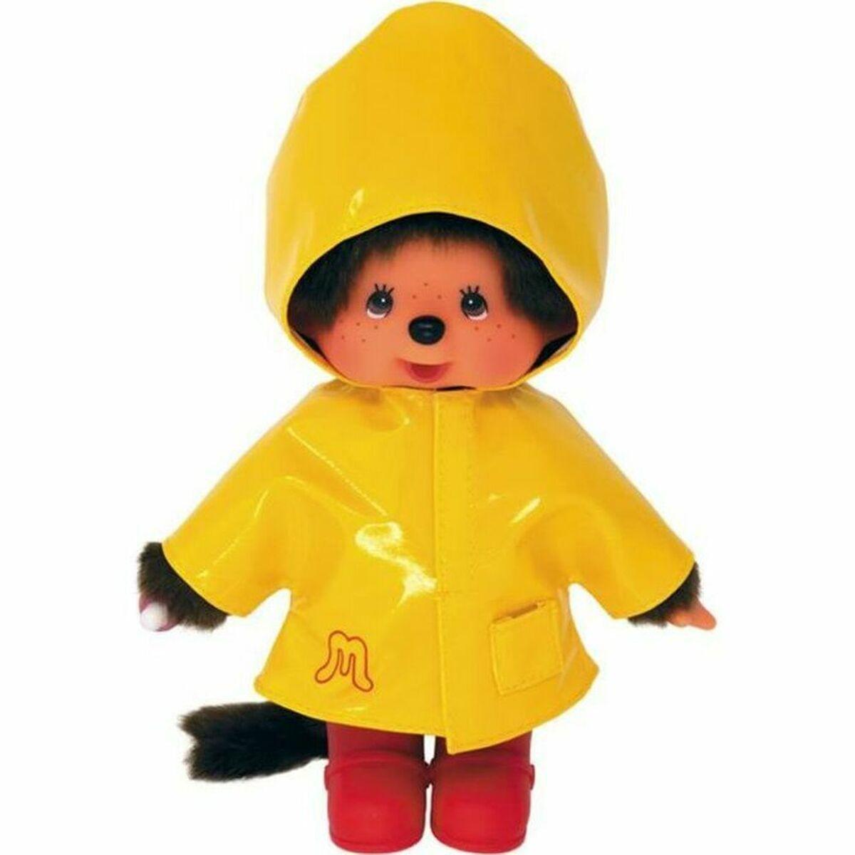Bandai Monchhichi bamse - Iconic Raincoat 20 cm - Gul