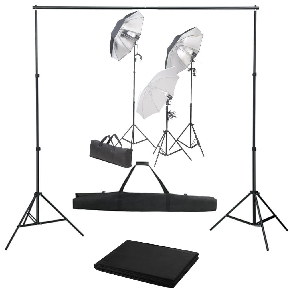 Fotostudiesæt med lampesæt og baggrund