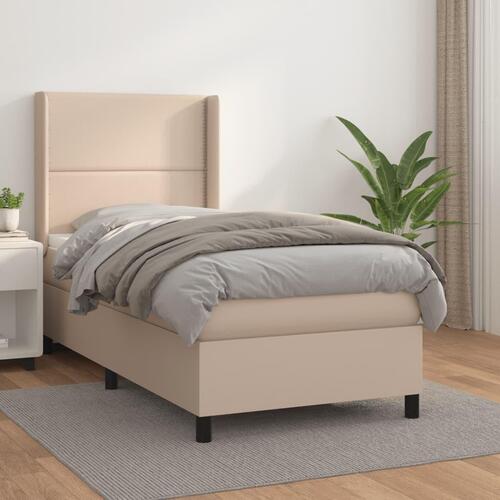 Kontinentalseng 90x200 cm kunstlæder cappuccinofarvet