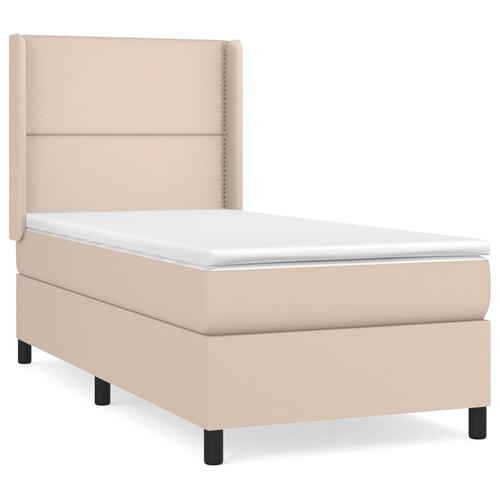 Kontinentalseng 90x200 cm kunstlæder cappuccinofarvet