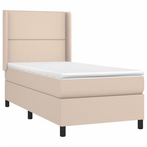 Kontinentalseng 90x200 cm kunstlæder cappuccinofarvet