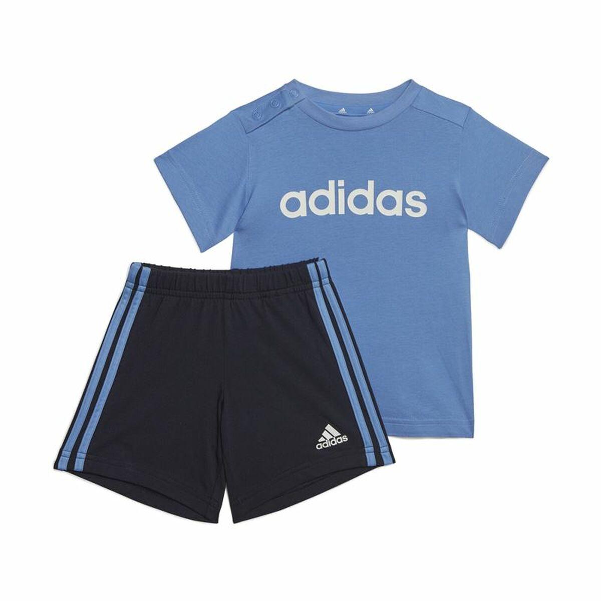 Adidas 3 Stripes Babysæt Blå Tshirt Og Shorts 0-3 Mdr