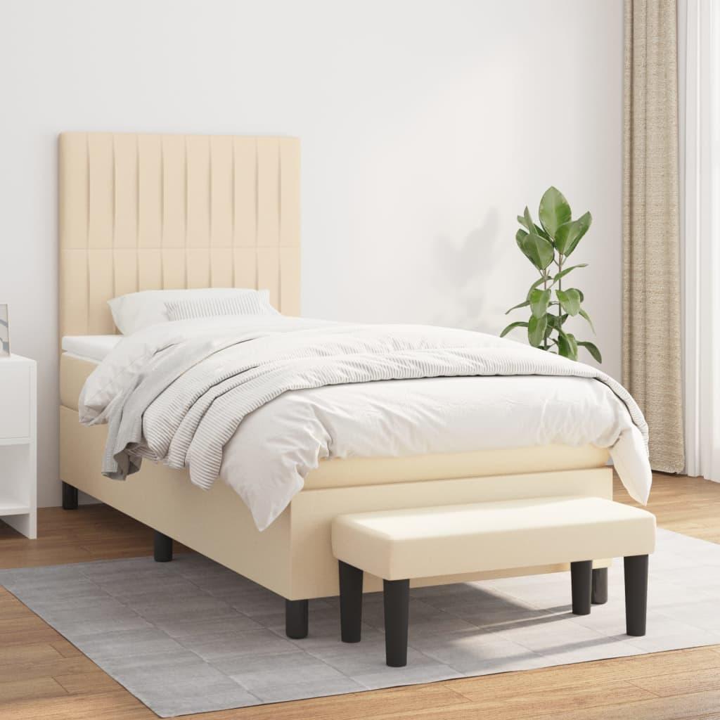 Kontinentalseng Med Madras Stof Farvet Creme - Lodrette striber / 80 x 200 cm
