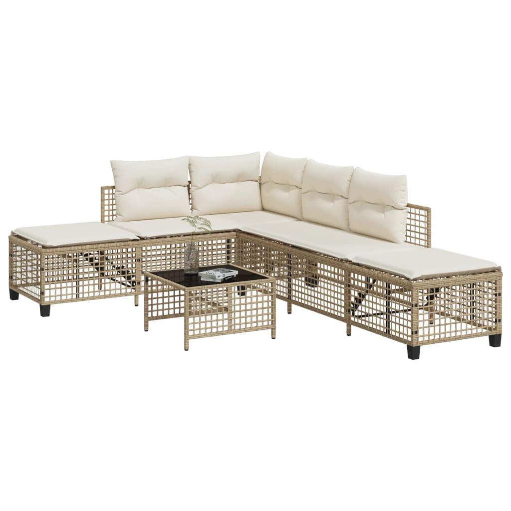 Hjørnesofasæt Til Haven 3 Dele Med Hynder Polyrattan Sort - Beige
