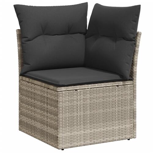 Hjørnemodul til havesofa med hynder polyrattan lysegrå