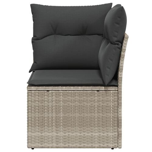 Hjørnemodul til havesofa med hynder polyrattan lysegrå