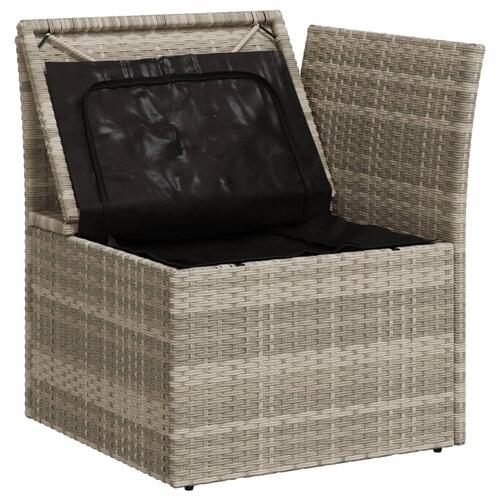 Hjørnemodul til havesofa med hynder polyrattan lysegrå