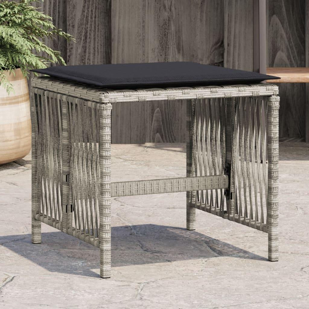 Haveskamler 4 stk. med hynder 41x41x36 cm polyrattan lysegrå billede