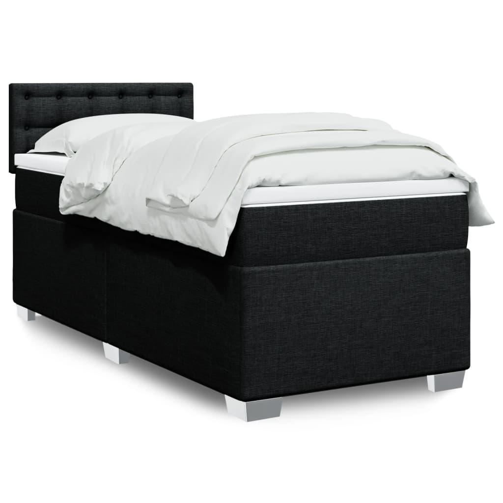 Kontinentalseng Med Madras Stof Sort - knapper / 100 x 200 cm