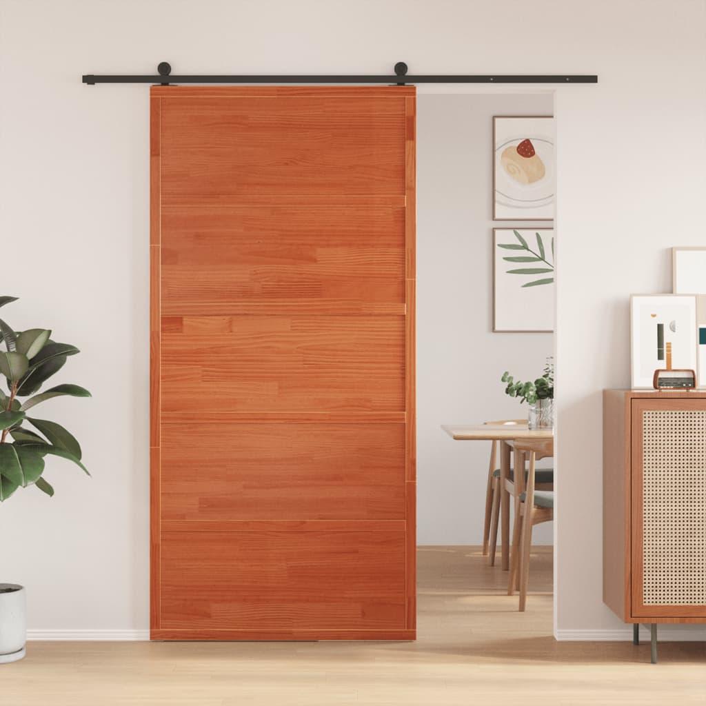 Skydedør 100x208 Cm Massivt Fyrretræ Gyldenbrun