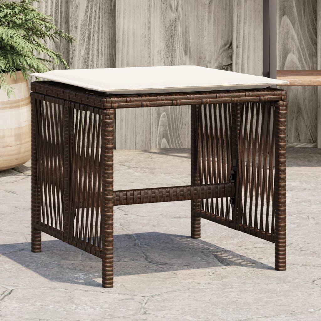Haveskamler 4 stk. med hynder 41x41x36 cm polyrattan brun billede