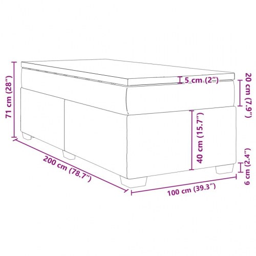 Kontinentalseng med madras og topmadras 100×200 cm - blå stof