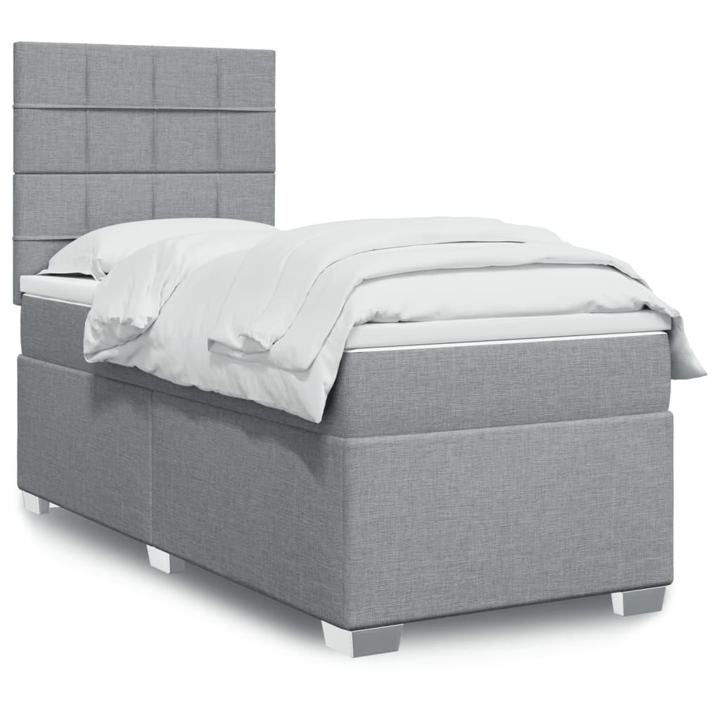 Kontinentalseng Med Madras Stof Lysegrå - Blok med firkanter / 80 x 200 cm