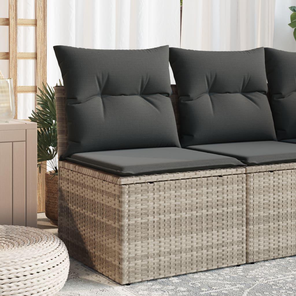 Havestol med hynder uden armlæn polyrattan lysegrå