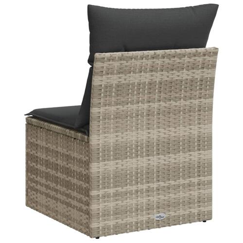 Havestol med hynder uden armlæn polyrattan lysegrå