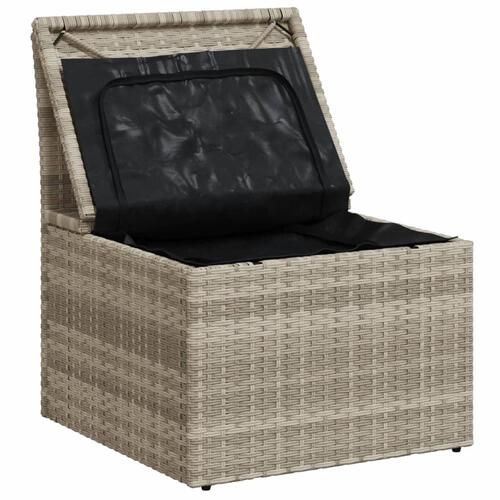 Havestol med hynder uden armlæn polyrattan lysegrå