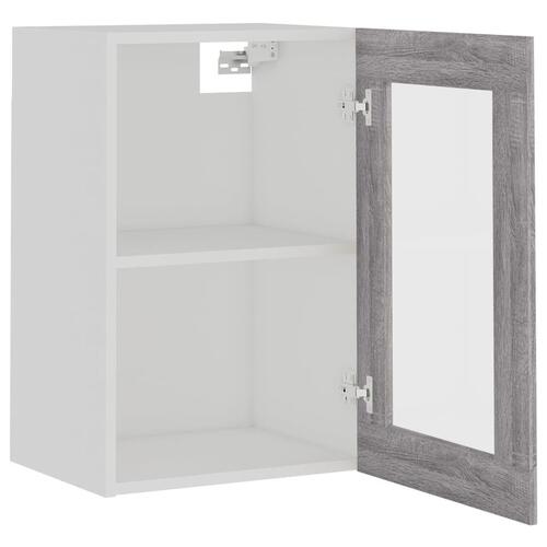 Væghængt glasskab 40x31x60 cm konstrueret træ grå sonoma-eg
