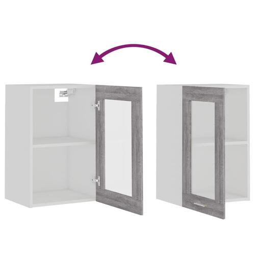 Væghængt glasskab 40x31x60 cm konstrueret træ grå sonoma-eg