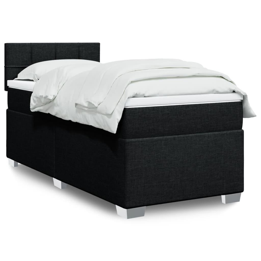Kontinentalseng Med Madras Stof Sort - Blok med firkanter / 80 x 200 cm