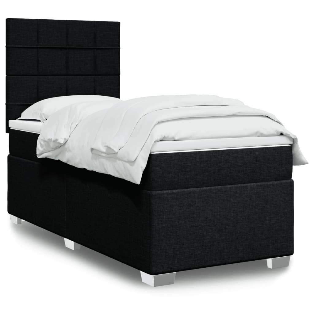 Kontinentalseng Med Madras Stof Sort - Blok med firkanter / 90 x 200 cm