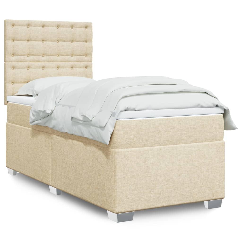 Kontinentalseng Med Madras Stof Farvet Creme - knapper / 90 x 200 cm