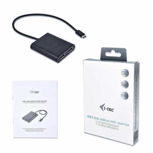USB C til DisplayPort-adapter i-Tec C31DUAL4KDP Sort