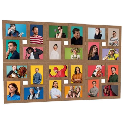Collagebilledramme til væg 24x(13x18 cm) MDF lysebrun