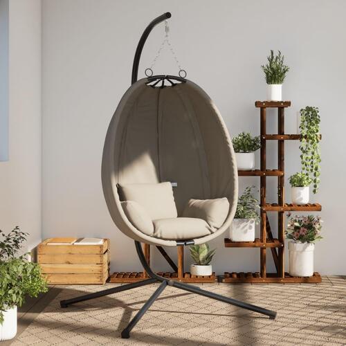 Hængestol på stativ stof og stål beige