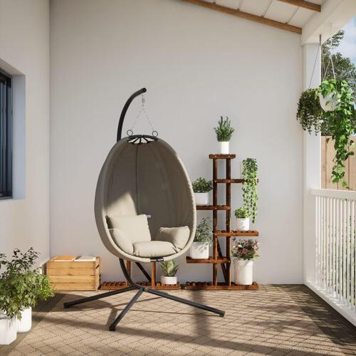 Hængestol på stativ stof og stål beige