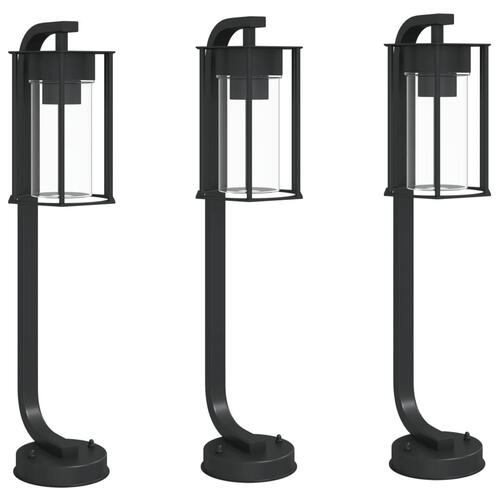Udendørs standerlampe 3 stk. 60 cm rustfrit stål sort