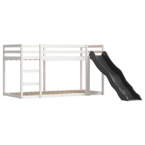 Køjeseng med rutsjebane og forhæng 80x200 cm hvid og sort