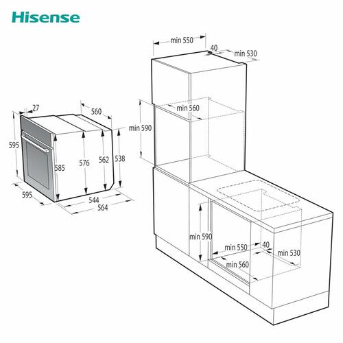 Pyrolyse ovn Hisense BI64213EPB 3500 W 2300 W 77 L
