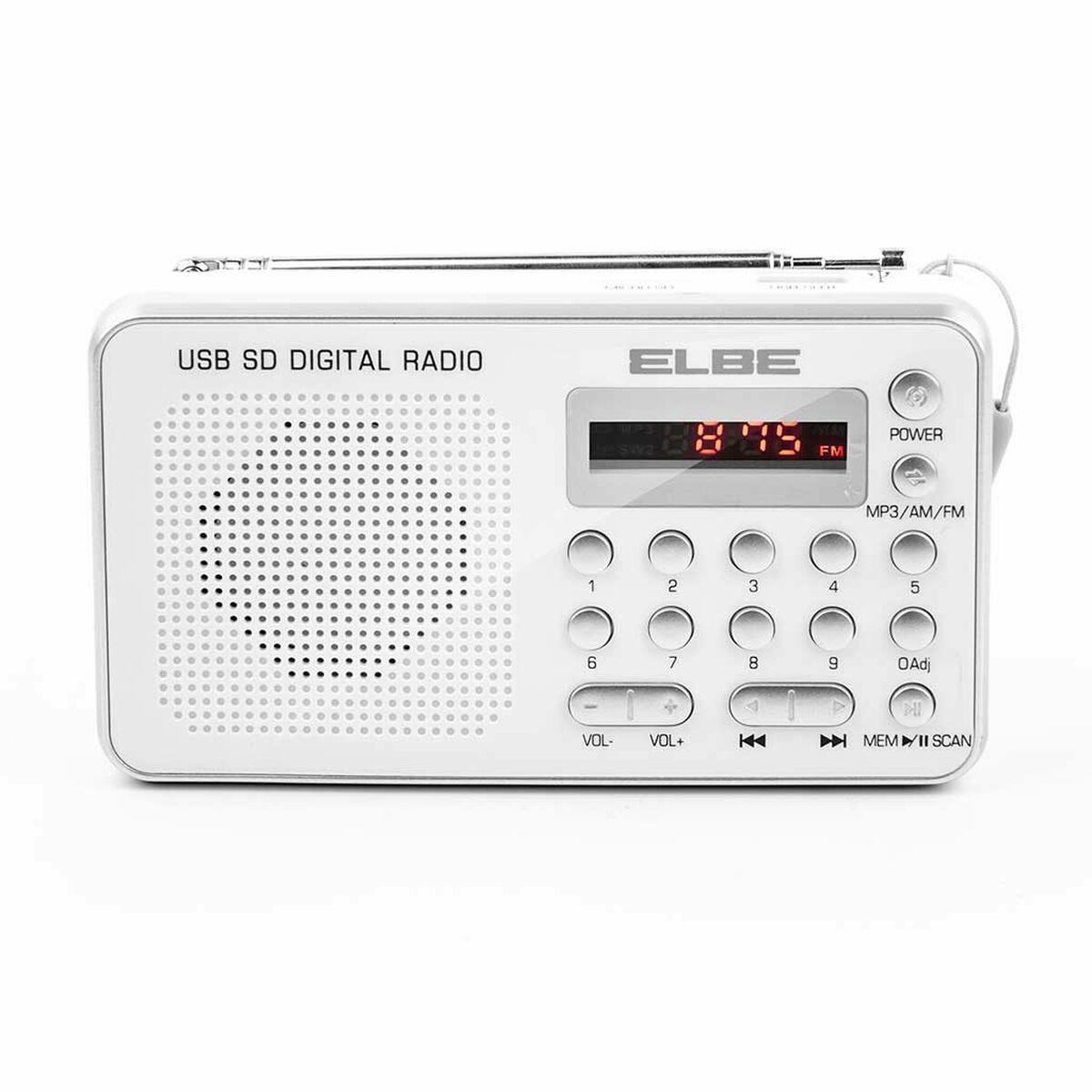 Transistorradio ELBE RF49USB - hvid, USB/SD og AM/FM