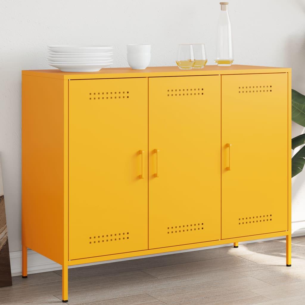 Skænk 100 5x39x79 Cm Koldvalset Stål Sennepsgul
