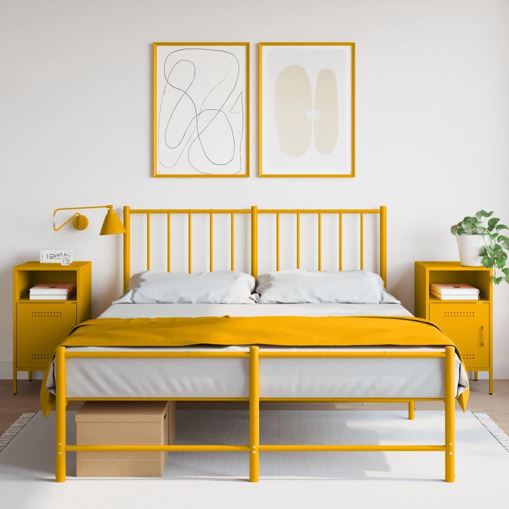 Sengeborde 2 stk. i stål - 36×39×68 cm, sennepsgul