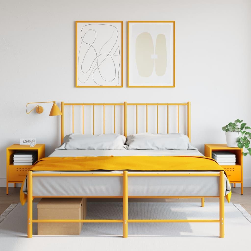 Sengeborde 2 stk. i stål - 36 × 39 × 50,5 cm, sennepsgul