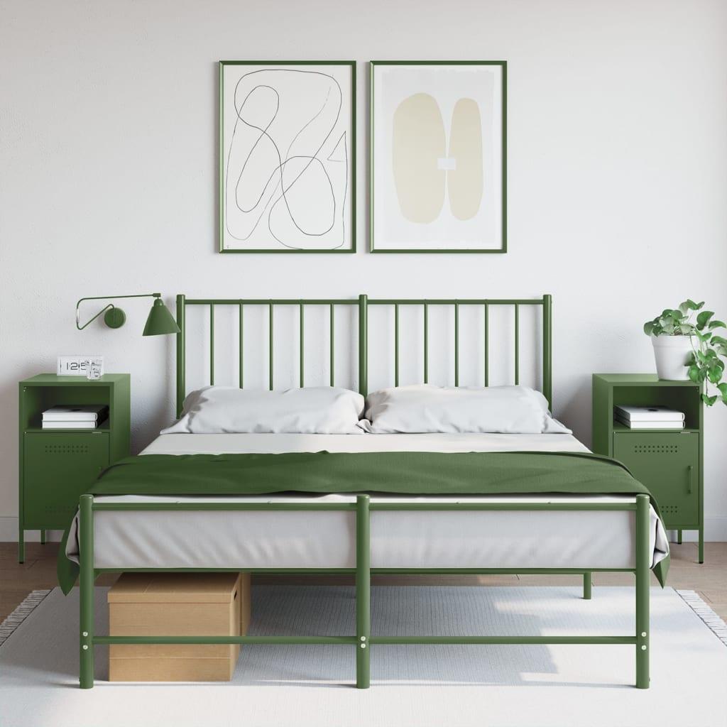 Sengeborde 2 stk. i stål - 36 × 39 × 68 cm, olivengrøn