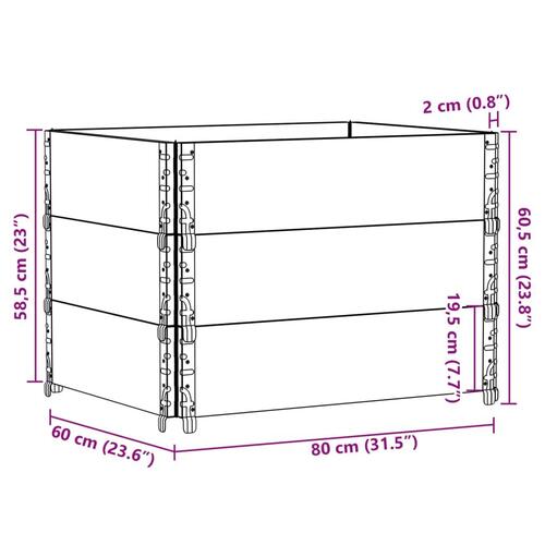 Pallerammer 3 stk. 80x60 cm massivt fyrretræ sort