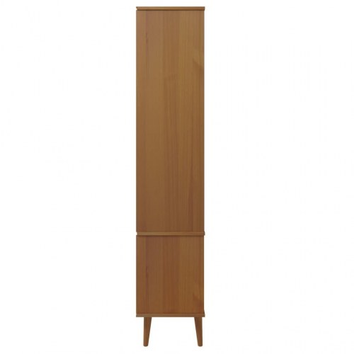 Vitrineskab MOLDE 90x35x175 cm i massivt fyrretræ - brun