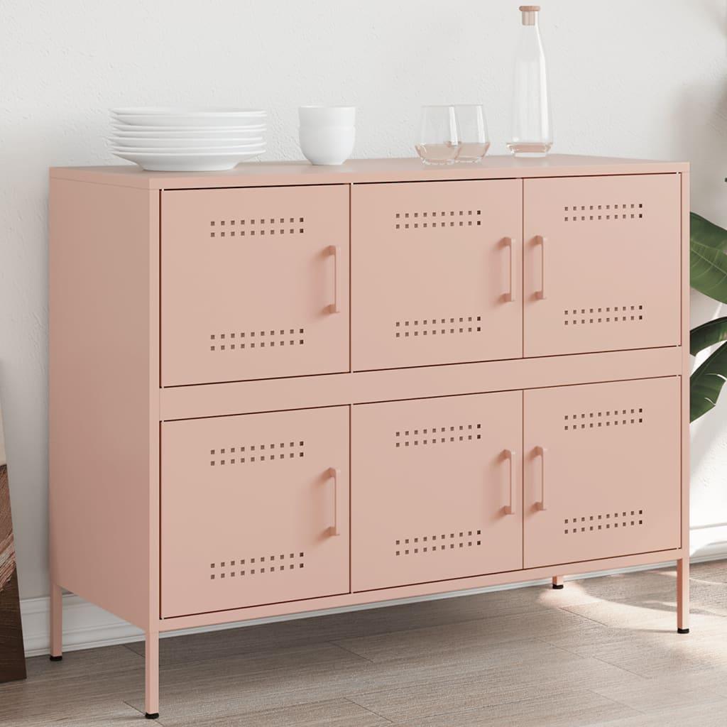 Skab 100 5x39x79 Cm Stål Lyserød