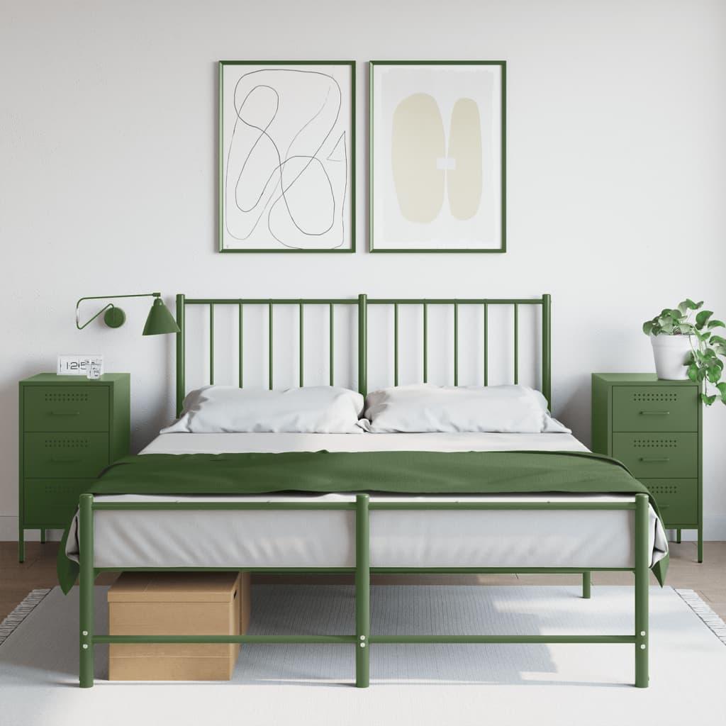 Sengeborde 2 stk. i stål - 36 × 39 × 68 cm, olivengrøn