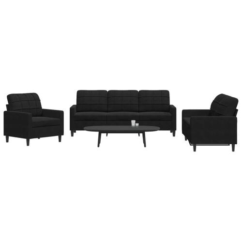 3 personers sofa med hynder velour sort