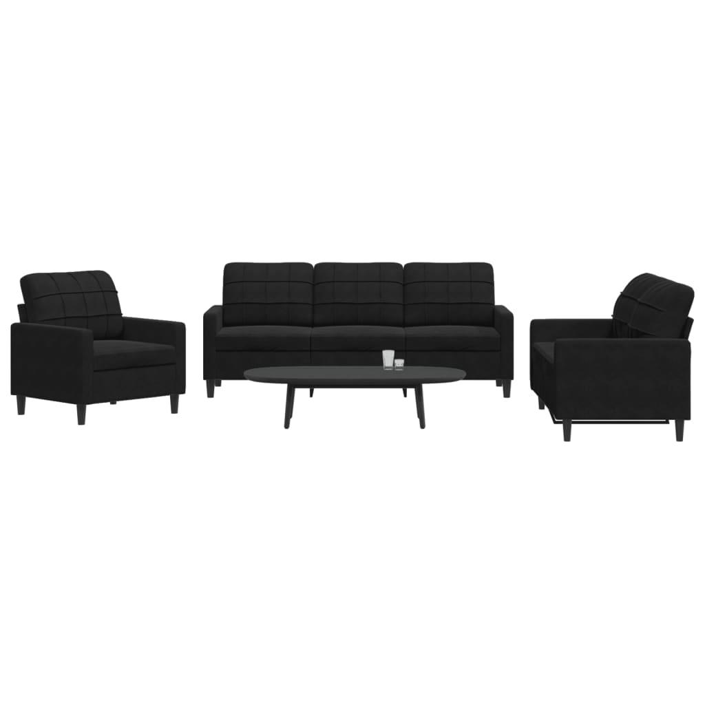 3 personers sofa med hynder velour sort