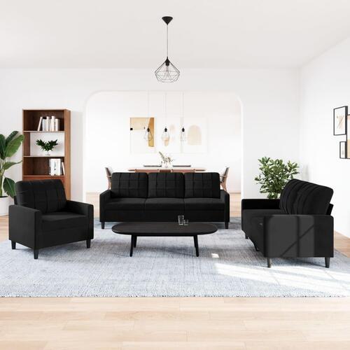 3 personers sofa med hynder velour sort