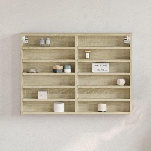 Vitrineskab 80x8,5x58 cm konstrueret træ sonoma-eg