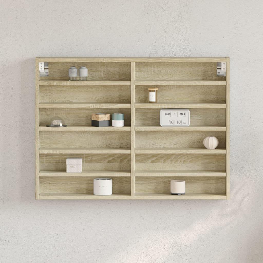 Vitrineskab 80x8,5x58 cm konstrueret træ sonoma-eg