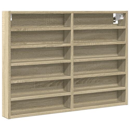 Vitrineskab 80x8,5x58 cm konstrueret træ sonoma-eg