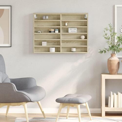 Vitrineskab 80x8,5x58 cm konstrueret træ sonoma-eg